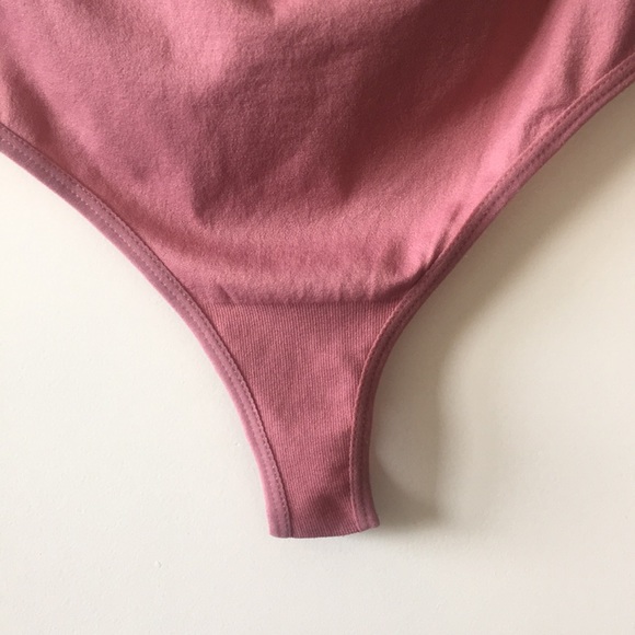 *PRICE FIRM*  Racerback Tank Thong Bodysuit, Mauve - Picture 3 of 5